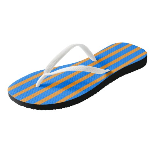 Teenslippers Blauw & Sinaasappel Stripe (Schuin)