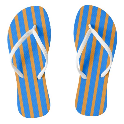 Teenslippers Blauw & Sinaasappel Stripe (Voetbed)