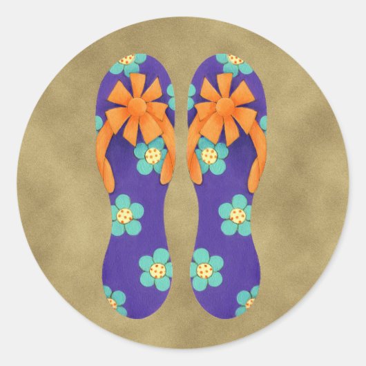 Teenslippers Bloemen Sticker (Voorkant)