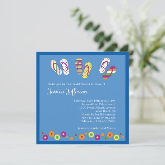teenslippers Bridal Shower Invitation Kaart (Staand voorkant)