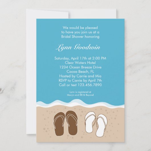 teenslippers Bridal Shower Invitation Kaart (Voorkant)