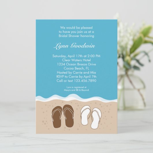 teenslippers Bridal Shower Invitation Kaart (Staand voorkant)