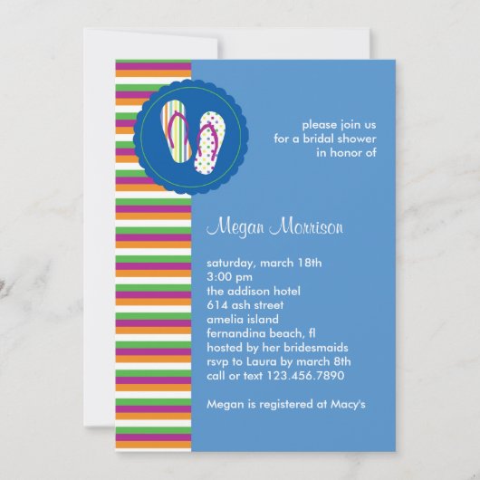 teenslippers Bridal Shower Invitation Kaart (Voorkant)