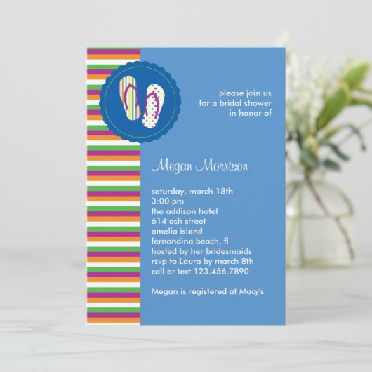 teenslippers Bridal Shower Invitation Kaart (Staand voorkant)