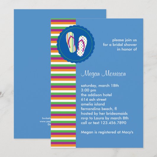 teenslippers Bridal Shower Invitation Kaart (Voorkant / Achterkant)