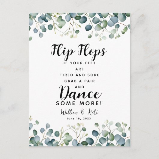 teenslippers bruiloft met groen gebak briefkaart (Voorkant)