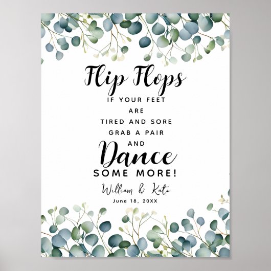 teenslippers bruiloft met groen gebak poster (Voorkant)
