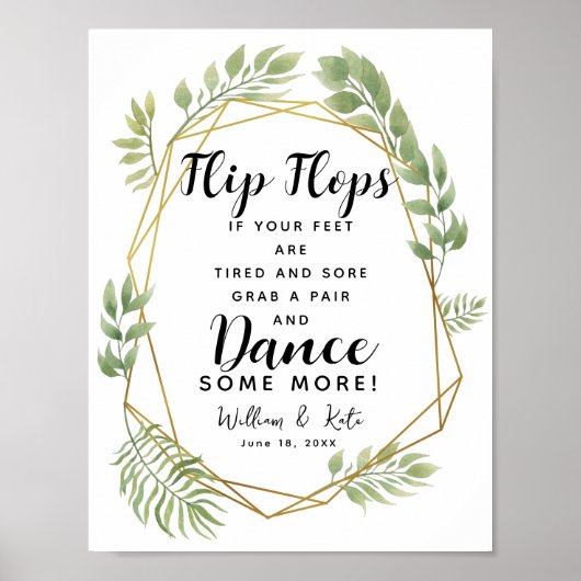 Teenslippers bruiloft met kristal-foliage poster (Voorkant)