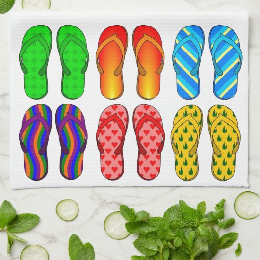 Teenslippers Colorful Fun Beach Theme Summer Gifts Theedoek (Gevouwen)