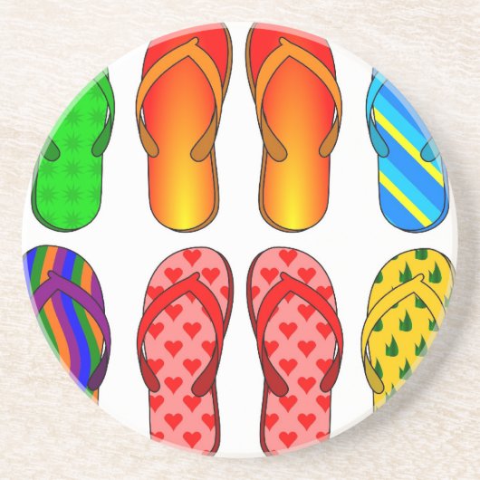 teenslippers Colorful Fun Beach Theme Summer Gifts Zandsteen Onderzetter (Voorkant)