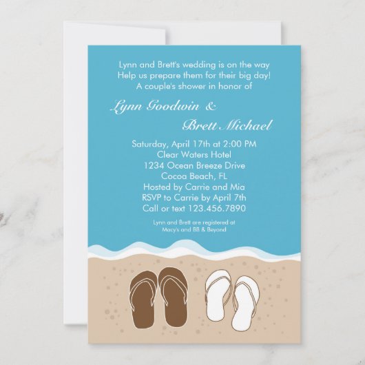 teenslippers Couple's Bridal Shower Invitation Kaart (Voorkant)