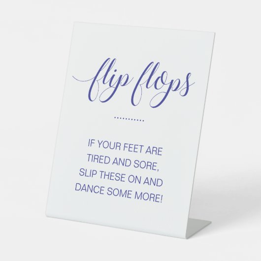 Teenslippers dansschoenen Navy Blue Beach Wedding Reclamebord Met Voetstuk (Voorkant)