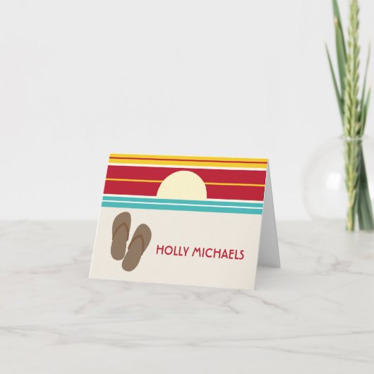 Teenslippers en 70-inch geïnspireerde soonsdemecar kaart (Voorkant)