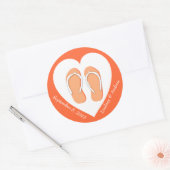 Teenslippers en Hart Sinaasappel Ronde Sticker (Envelop)