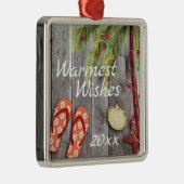 Teenslippers en kerstpalmen met jaarstrand metalen ornament (Rechts)