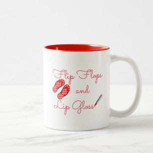 teenslippers en Lip Gloss-Mok Tweekleurige Koffiemok