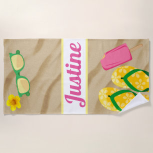 teenslippers en vun in de zon  Beach Towel Strandlaken