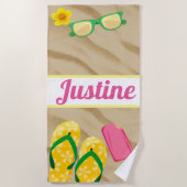 teenslippers en vun in de zon |Beach Towel Strandlaken (Voorkant)