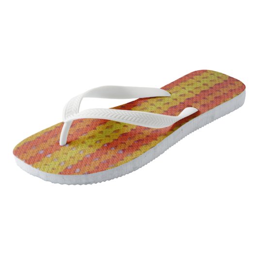 Teenslippers - Geel en Oranje haakpatroon (Schuin)
