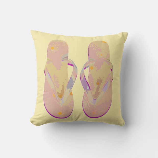 Teenslippers Geel en Paars Buitenkussen (Voorkant)