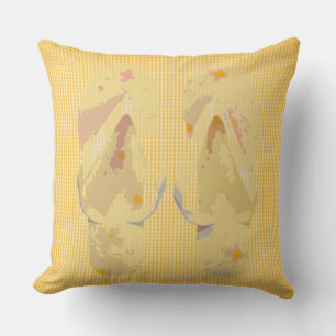 Teenslippers gele streep achtergrond kussen