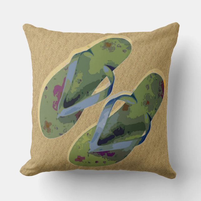 Teenslippers (groen) kussen (Voorkant)