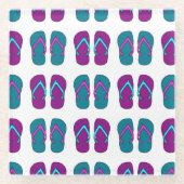 Teenslippers: Helder Wit . Glazen Onderzetter (Voorkant)