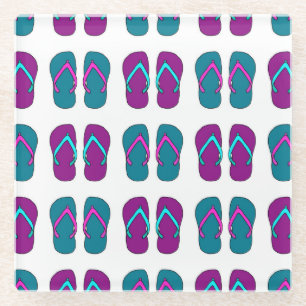 Teenslippers: Helder Wit . Glazen Onderzetter