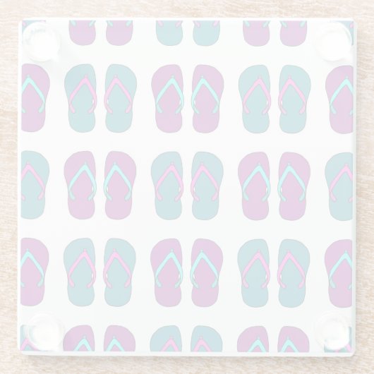 Teenslippers: Helder Wit . Glazen Onderzetter (Achterkant)