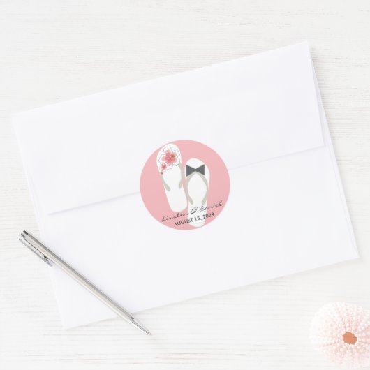 Teenslippers Hibiscus Beach Wedding Sticker (Envelop)
