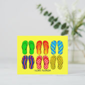 Teenslippers, "I Love Florida" kleurrijk Briefkaart (Staand voorkant)