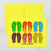 Teenslippers, "I Love Florida" kleurrijk Briefkaart (Voorkant / Achterkant)