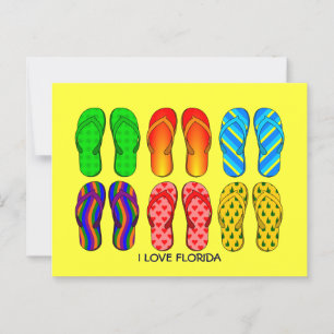 Teenslippers, "I Love Florida" kleurrijk Briefkaart
