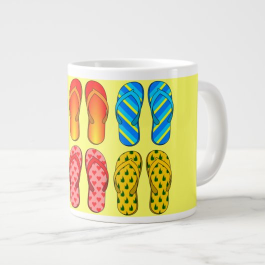 Teenslippers...ik hou van het strand! grote koffiekop (Voorkant rechts)