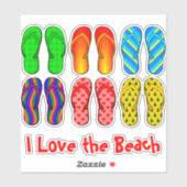 Teenslippers, ik hou van het strand sticker (Vel)