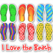 Teenslippers, ik hou van het strand sticker (Voorkant)