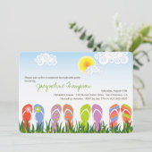 teenslippers in de Sun Cute Bachelorette Party Kaart (Staand voorkant)