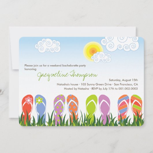teenslippers in de Sun Cute Bachelorette Party Kaart (Voorkant)