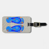 teenslippers in de zand bagagelabel (Voorkant horizontaal)