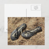 Teenslippers in de zand briefkaart (Voorkant / Achterkant)