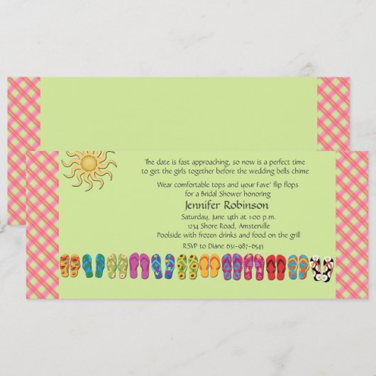 teenslippers in een Row-uitnodiging Kaart (Voorkant / Achterkant)