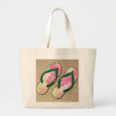 Teenslippers in roze en groen grote tote bag (Voorkant)