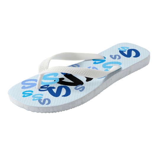 Teenslippers - Initiaal in blauw (Schuin)