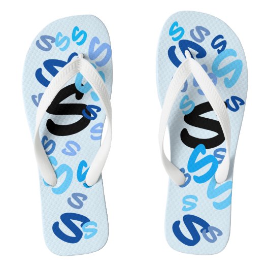 Teenslippers - Initiaal in blauw (Voetbed)