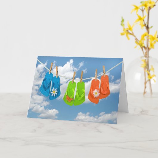 Teenslippers Kaart (Gele Bloem)