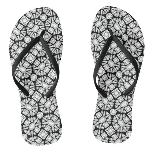 Teenslippers met diamanten zwarte en witte patrone (Voetbed)