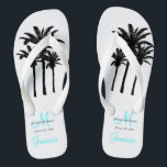 Teenslippers met een aangepast Beach Jamaica Wedde<br><div class="desc">Een goed cadeau voor je gasten. Zorg voor schoenen voor je gasten voor de strandceremonie. Elke Clarke © Custom Monogram Travel Wedding Teenslippers for Beach Weddings. Pas aan met uw namen, datum, monogram, getrouwd familienaam initiaal en bestemming. Komt overeen met de gepersonaliseerde trouwstrandstrandcanvas tas in onze winkel, die je kunt...</div>