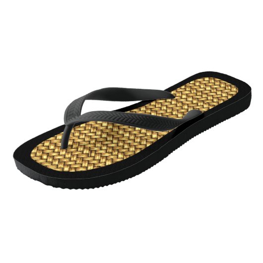 Teenslippers met een weven-effect zwarte trim (Schuin)