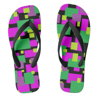Teenslippers met groene en Paarse geometrische afd