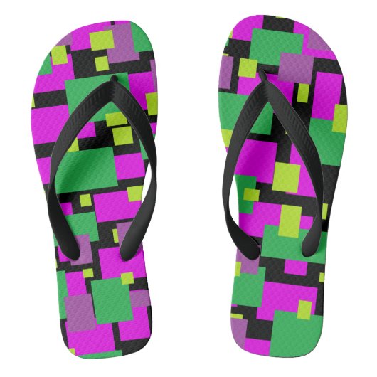 Teenslippers met groene en Paarse geometrische afd (Voetbed)